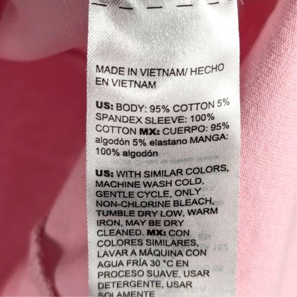 Chico’s 0 Pink Puff Sleeve Top Cotton Blend Short Sleeve Blouse Scoop Neck - Picture 3 of 4